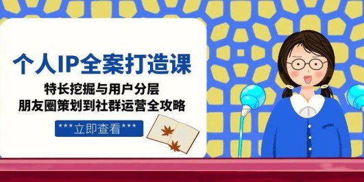 个人IP全案打造课,特长挖掘与用户分层,朋友圈策划到社群运营全攻略