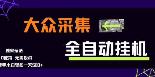 大众采集全自动玩法，新手小白轻松一天500+，操作简单零成本