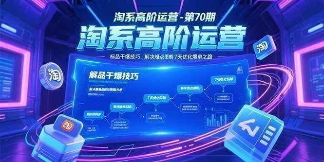 淘系高阶运营-第70期，标品干爆技巧，解决难点策略，大佬操盘方法