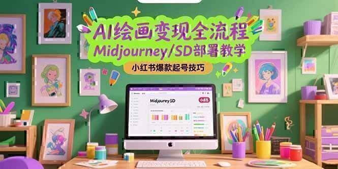 AI绘画变现全流程，Midjourney/SD部署教学，小红书爆款起号技巧