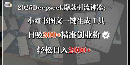 2025Deepseek爆款引流神器：小红书图文一键生成工具，日吸300+精准创业…