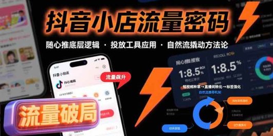 抖音小店流量密码，随心推底层逻辑，投放工具应用，自然流撬动核心方法论
