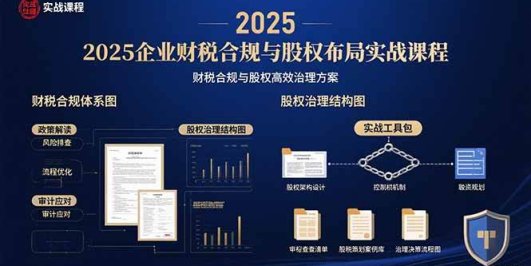2025企业财税合规与股权布局的实战课程：财税合规与股权高效治理方案