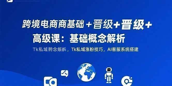 跨境电商基础+晋级+高级课：基础概念解析,Tk私域涨粉技巧,AI客服系统搭建