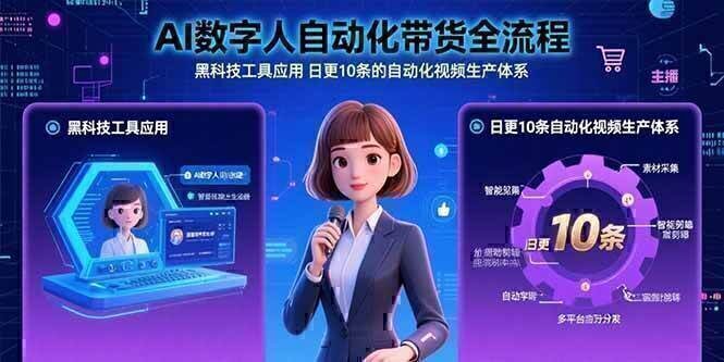 AI数字人自动化带货全流程：黑科技工具应用 日更10条的自动化视频生产体系