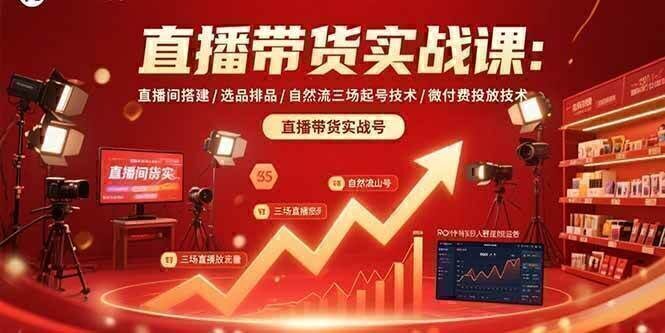 直播带货实战课：直播间搭建/选品排品/自然流三场起号技术/微付费投放技术