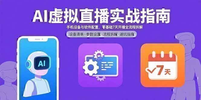 AI虚拟直播实战指南,手机设备与软件配置,零基础7天开播全流程拆解