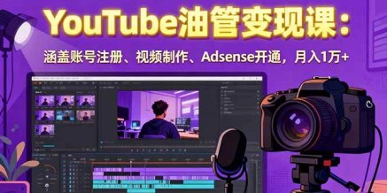 2025YouTube油管变现课：涵盖账号注册、视频制作、Adsense开通，月入1万+