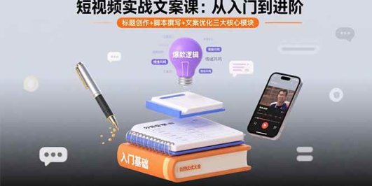 短视频实战文案课：从入门到进阶 标题创作+脚本撰写+文案优化三大核心模块