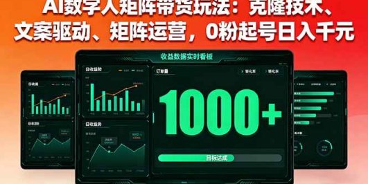 AI数字人矩阵带货玩法:克隆技术、文案驱动、矩阵运营,0粉起号日入千元