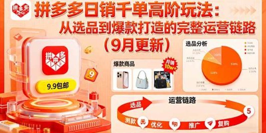 拼多多日销千单高阶玩法：从选品到爆款打造的完整运营链路（9月更新）