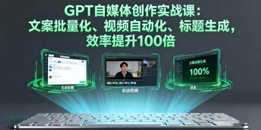 GPT自媒体创作实战课：文案批量化、视频自动化、标题生成，效率提升100倍