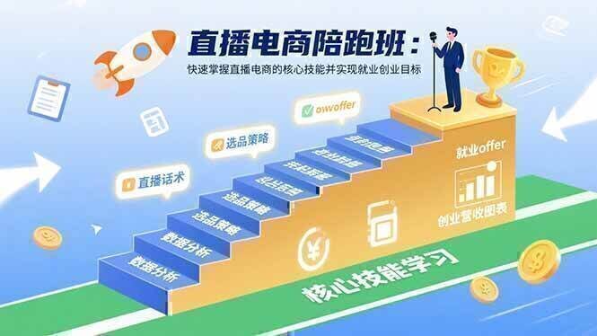 直播电商陪跑班：快速掌握直播电商的核心技能并实现就业/创业目标