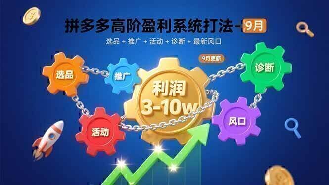 拼多多高阶盈利系统打法-9月：选品+推广+活动+诊断+最新风口，月利润3-10w