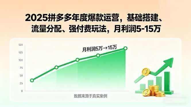 2025拼多多年度爆款运营，基础搭建、流量分配、强付费玩法，月利润5-15万