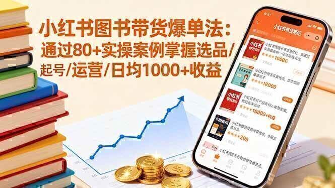 小红书图书带货爆单法：通过80+实操案例掌握选品/起号/运营/日均1000+收益