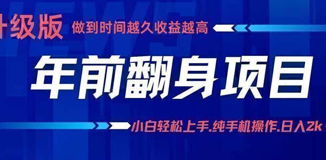 年前翻身项目，新手小白月入3w+，纯手机一条龙实操玩法