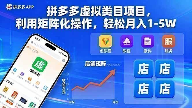 拼多多虚拟类目项目，利用矩阵化操作，轻松月入1-5W