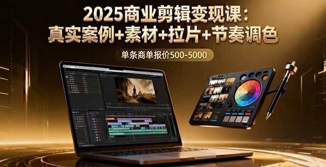 2025商业剪辑变现课：真实案例+素材+拉片+节奏调色，单条商单报价500-5000