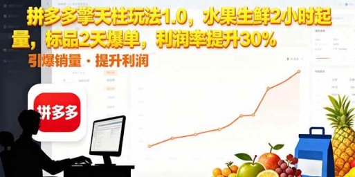 拼多多 擎天柱玩法1.0，水果生鲜2小时起量，标品2天爆单，利润率提升30%