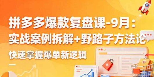 拼多多爆款复盘课-9月：实战案例拆解+野路子方法论，快速掌握爆单新逻辑