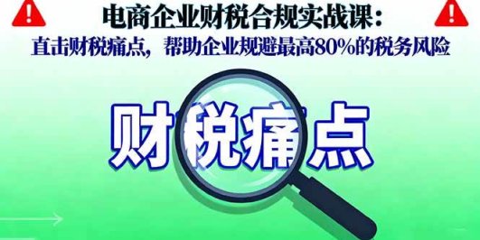 电商企业财税合规实战课，直击财税痛点，帮助企业规避最高80%的税务风险