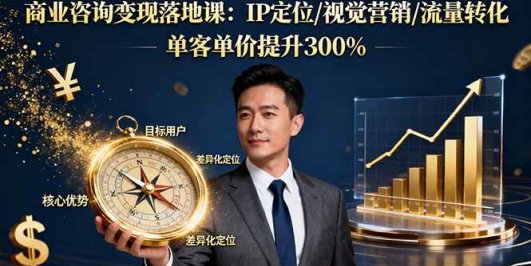商业咨询变现落地课：IP定位/视觉营销/流量转化，单客单价提升300%