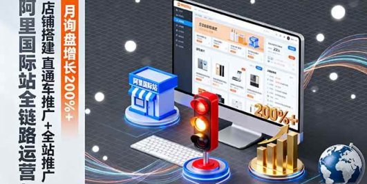 阿里国际站全链路运营，店铺搭建+直通车推广+全站推广，月询盘增长200%+