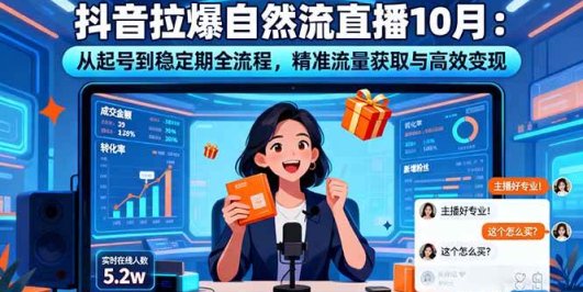 抖音拉爆自然流直播10月：从起号到稳定期全流程，精准流量获取与高效变现