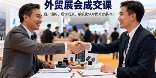 外贸展会成交课，含目标制定、客户邀约、现场成交，系统化SOP提升参展ROI