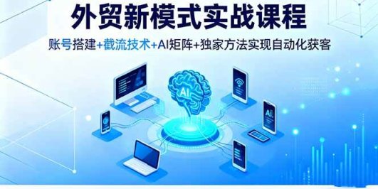 外贸新模式实战课程，账号搭建+截流技术+AI矩阵+独家方法实现自动化获客
