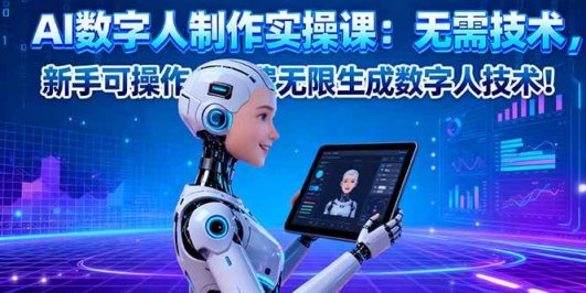 AI数字人制作实操课：无需技术，新手可操作，免费无限生成数字人技术！