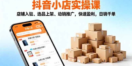 2025抖音小店实操课，店铺入驻、选品上架、动销推广，快速盈利，日销千单
