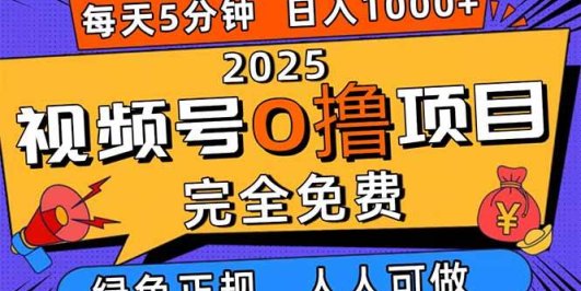 2025视频号0撸项目，5分钟一个号，日入1000+，人人可做