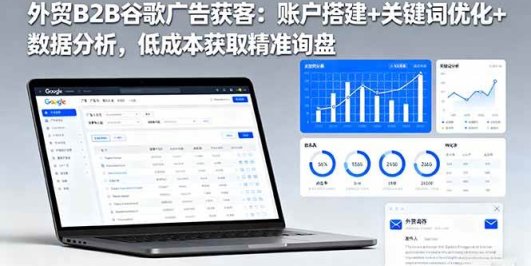 外贸B2B谷歌广告获客：账户搭建+关键词优化+数据分析，低成本获取精准询盘