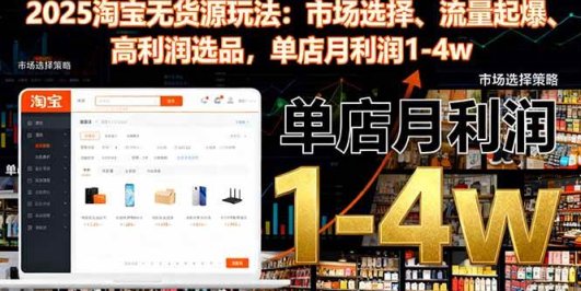 2025淘宝无货源玩法：市场选择、流量起爆、高利润选品，单店月利润1-4w