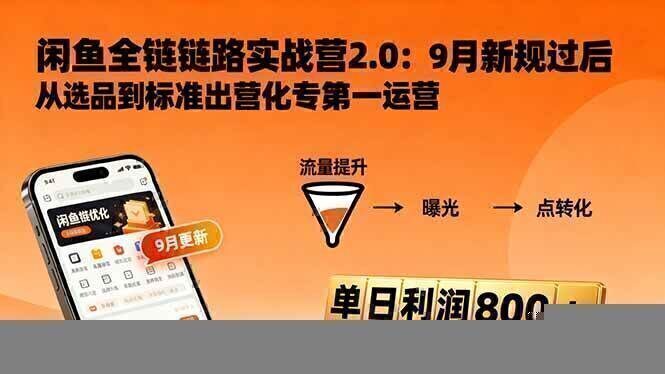 闲鱼变现课3.0:掌握链接优化、流量提升、商业变现,单日利润800+
