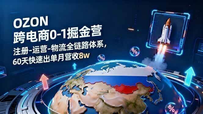 OZON跨境电商0-1掘金营：注册-运营-物流全链路体系，60天快速出单月营收8w