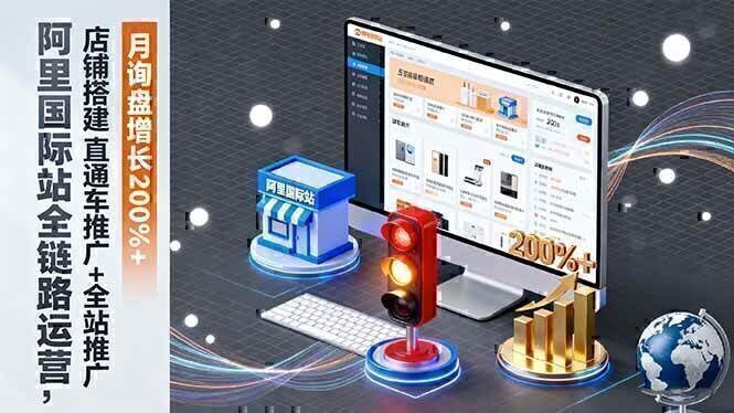 阿里国际站全链路运营，店铺搭建+直通车推广+全站推广，月询盘增长200%+