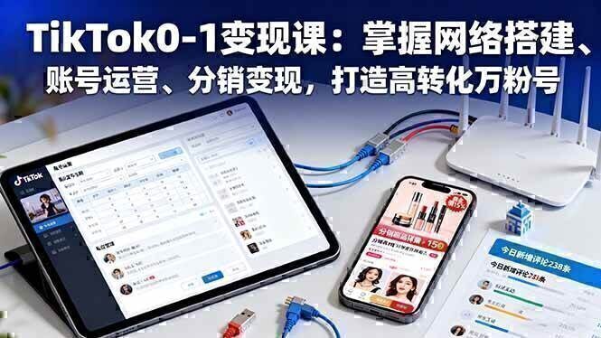TikTok0-1变现课：掌握网络搭建、账号运营、分销变现，打造高转化万粉号
