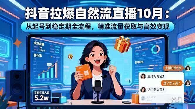 抖音拉爆自然流直播10月：从起号到稳定期全流程，精准流量获取与高效变现