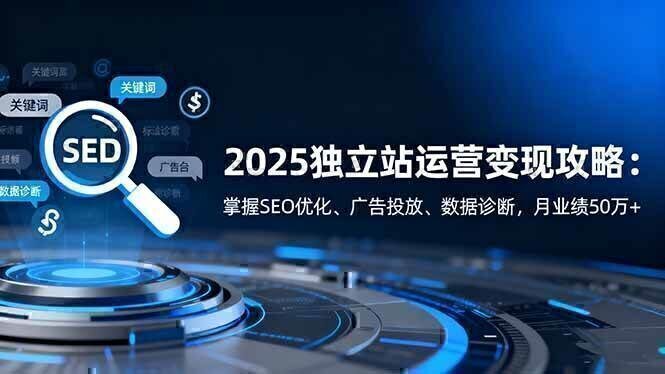 2025独立站运营变现攻略：掌握SEO优化、广告投放、数据诊断，月业绩50万+