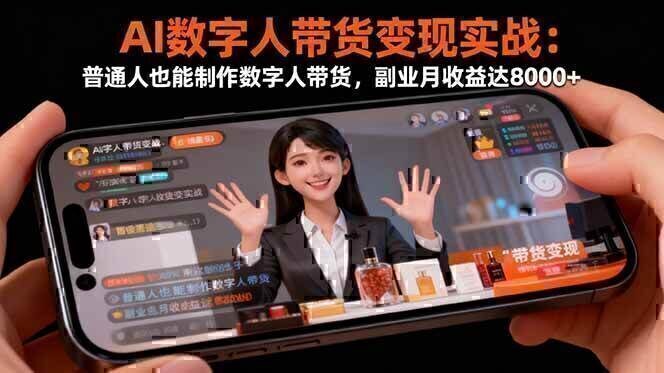 AI数字人带货变现实战:普通人也能制作数字人带货,副业月收益达8000+