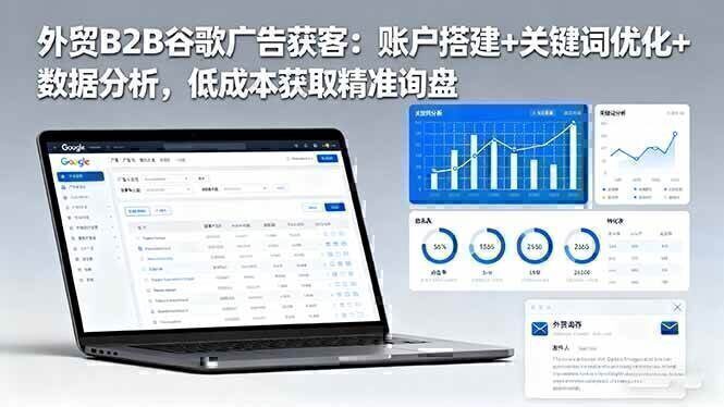 外贸B2B谷歌广告获客：账户搭建+关键词优化+数据分析，低成本获取精准询盘