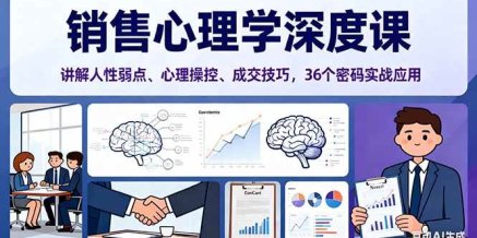 销售心理学深度课，讲解人性弱点、心理操控、成交技巧，36个密码实战应用