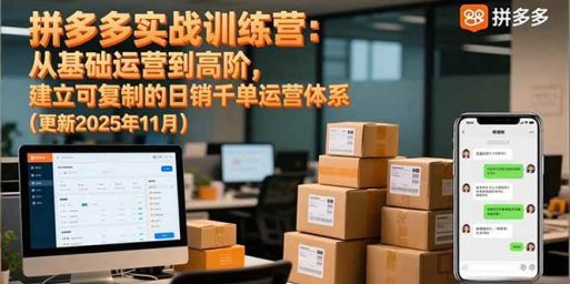 拼多多实战训练营:从基础运营到高阶,建立可复制的日销千单运营体系(更新11月)