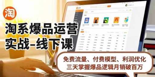 淘系爆品运营实战-线下课,免费流量、付费模型、利润优化,三天掌握爆品逻辑月销破百万