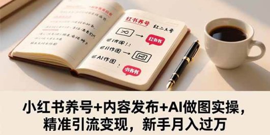 小红书养号+内容发布+AI做图实操,精准引流变现,新手月入过万