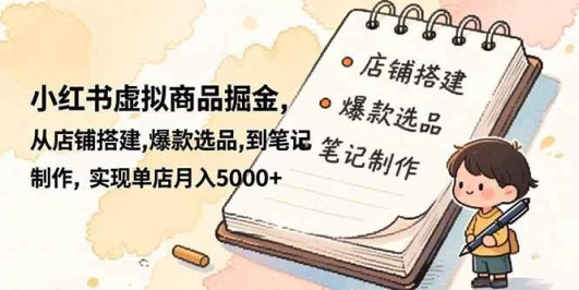 小红书虚拟商品掘金,从店铺搭建,爆款选品,到笔记制作,实现单店月入5000+