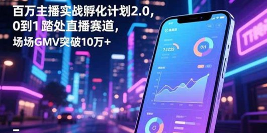 百万主播实战孵化计划2.0，0到1踏入直播赛道，场均GMV突破10万+